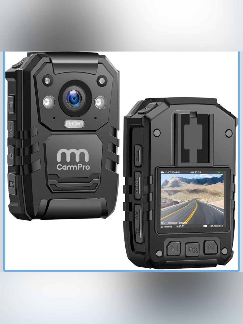 1296P HD Police Body Camera,128G Memory,CammPro I826 Premium Portable BodyCamera